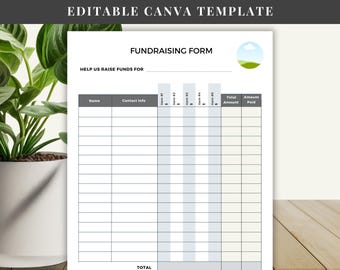 Fundraiser Order Form Canva Template, Editable Fundraising Form, Custome Charity Event Log, Order Tracking Page, Customizable Donation List