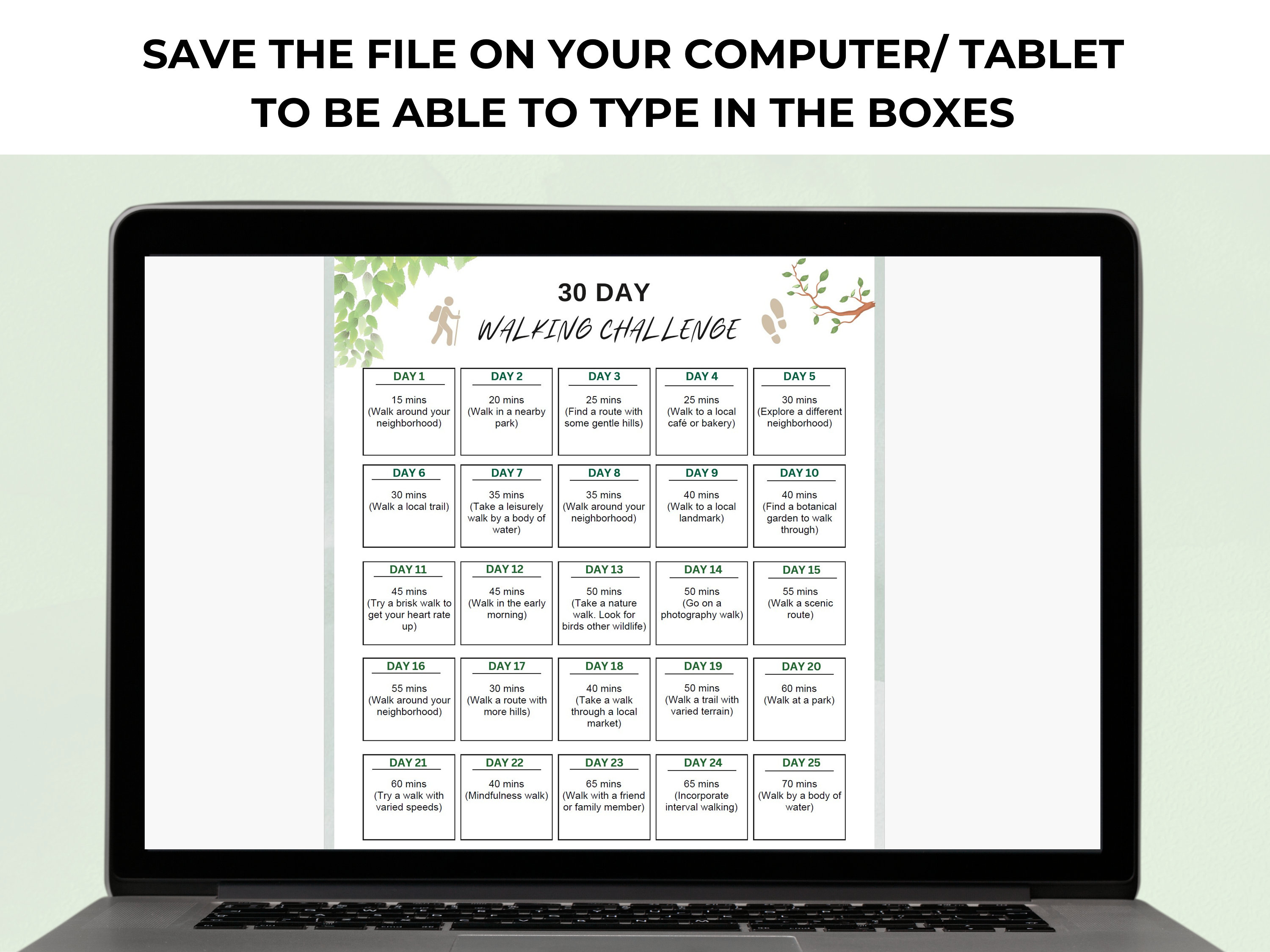 30-day Walking Challenge, Printable Walking Planner, Daily Walking Plan ...