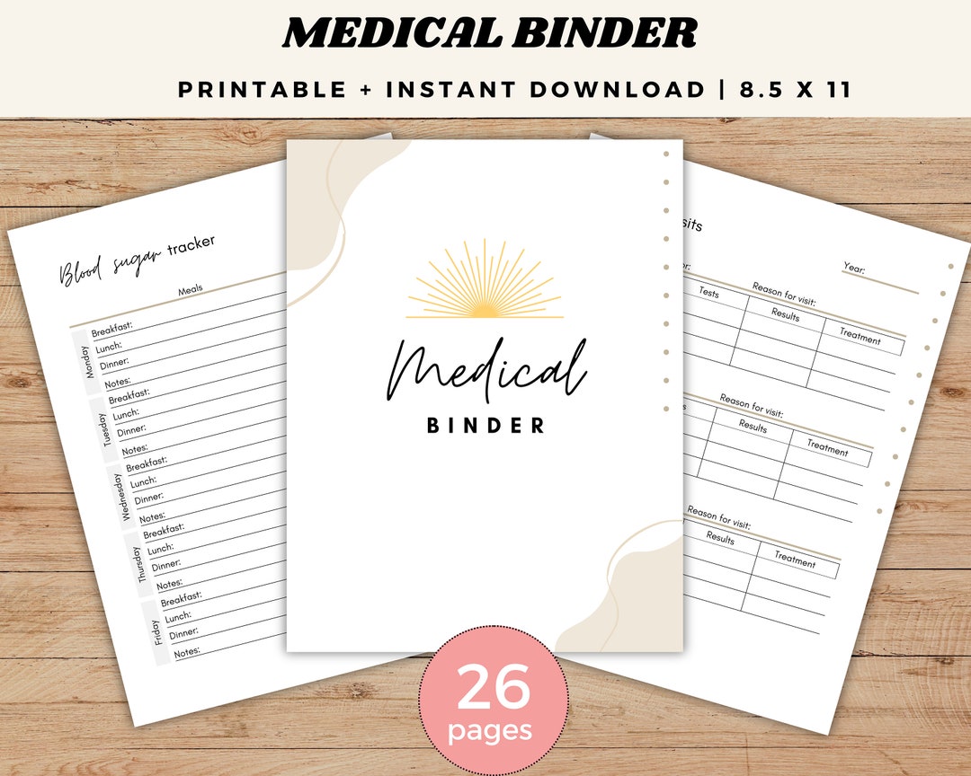 Medical Binder Printable Bundle, Health Tracker Medical Information ...