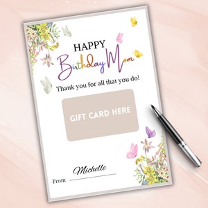 Geburtstagsgeschenk Kartenhalter für Mama, Floral alles Gute zum Geburtstag Karte druckbar, Mamas Geburtstag Geschenk Ideen, Geschenk für Mama, alles Gute zum Geburtstag Mama