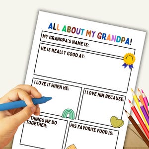Grandparents Day Printable, All About My Grandparent, Gifts for Grandpa ...