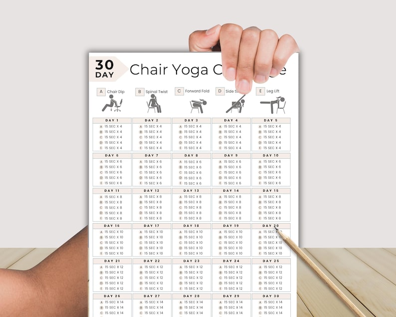 30 Day Chair Yoga Challenge, Quick Office Workout, Sitting Workout ...