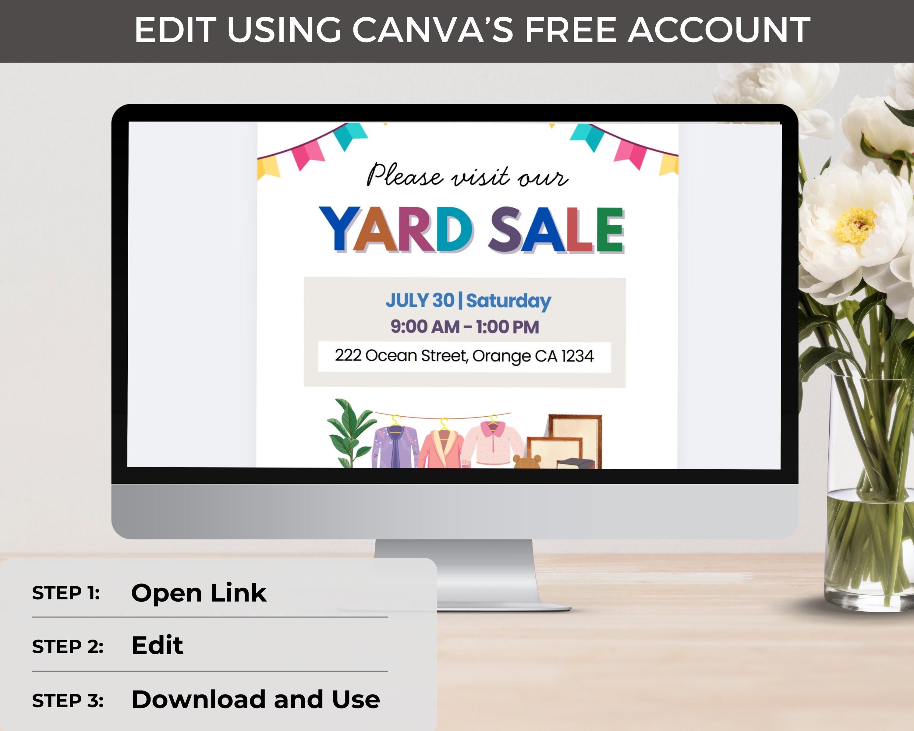 Fillable Rummage Sale Signs Yard Sale Flyer Printable, Editable Garage Sale Sign, Community Yard ...