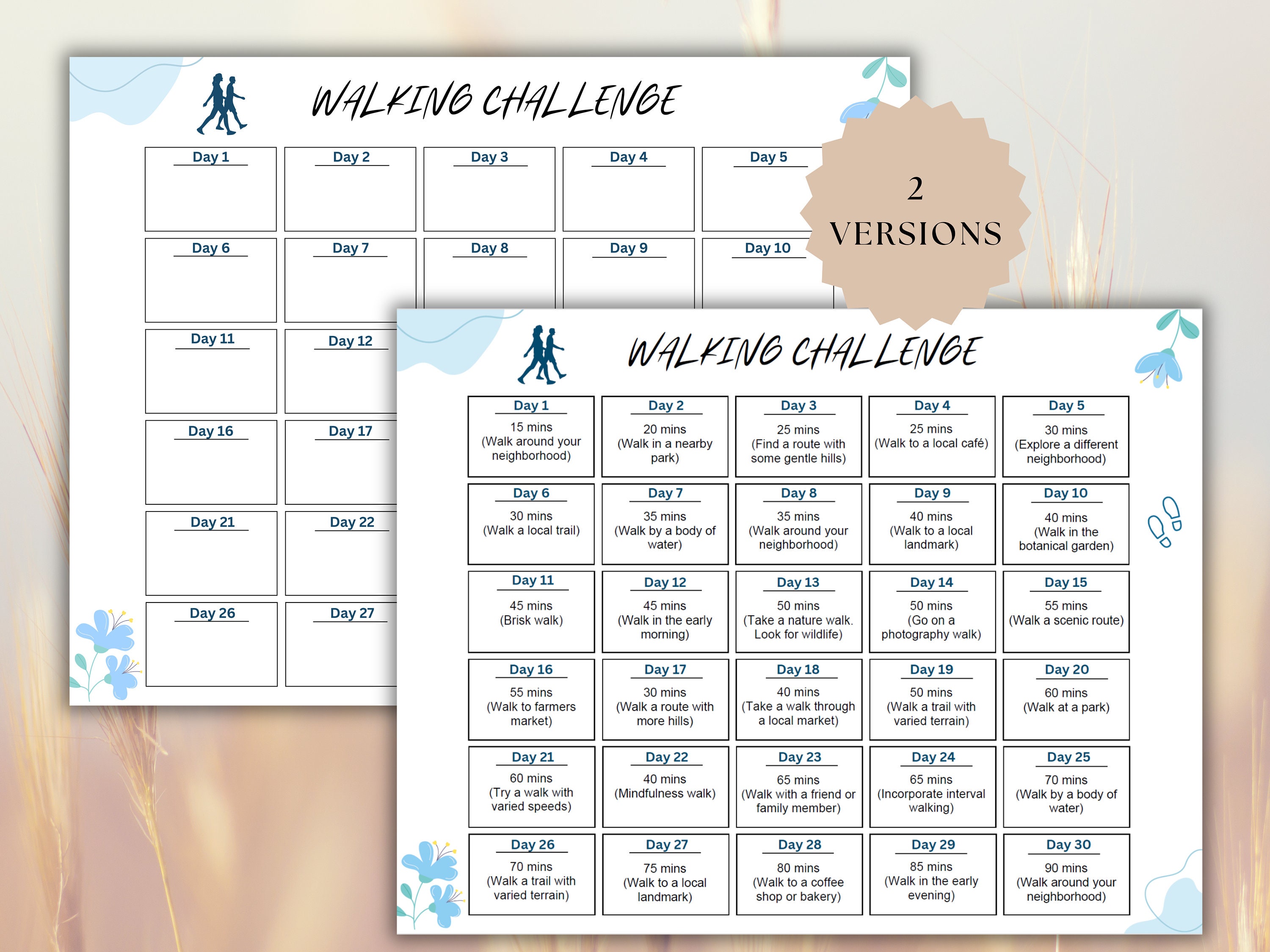 30-day Walking Challenge Editable PDF, Printable Walking Planner ...