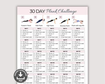 30 Day Plank Challenge Printable, Fitness Guide, Strong Core Workout Plan,  Abs and Core Workout Calendar, Home Fitness Planner, Summer Body