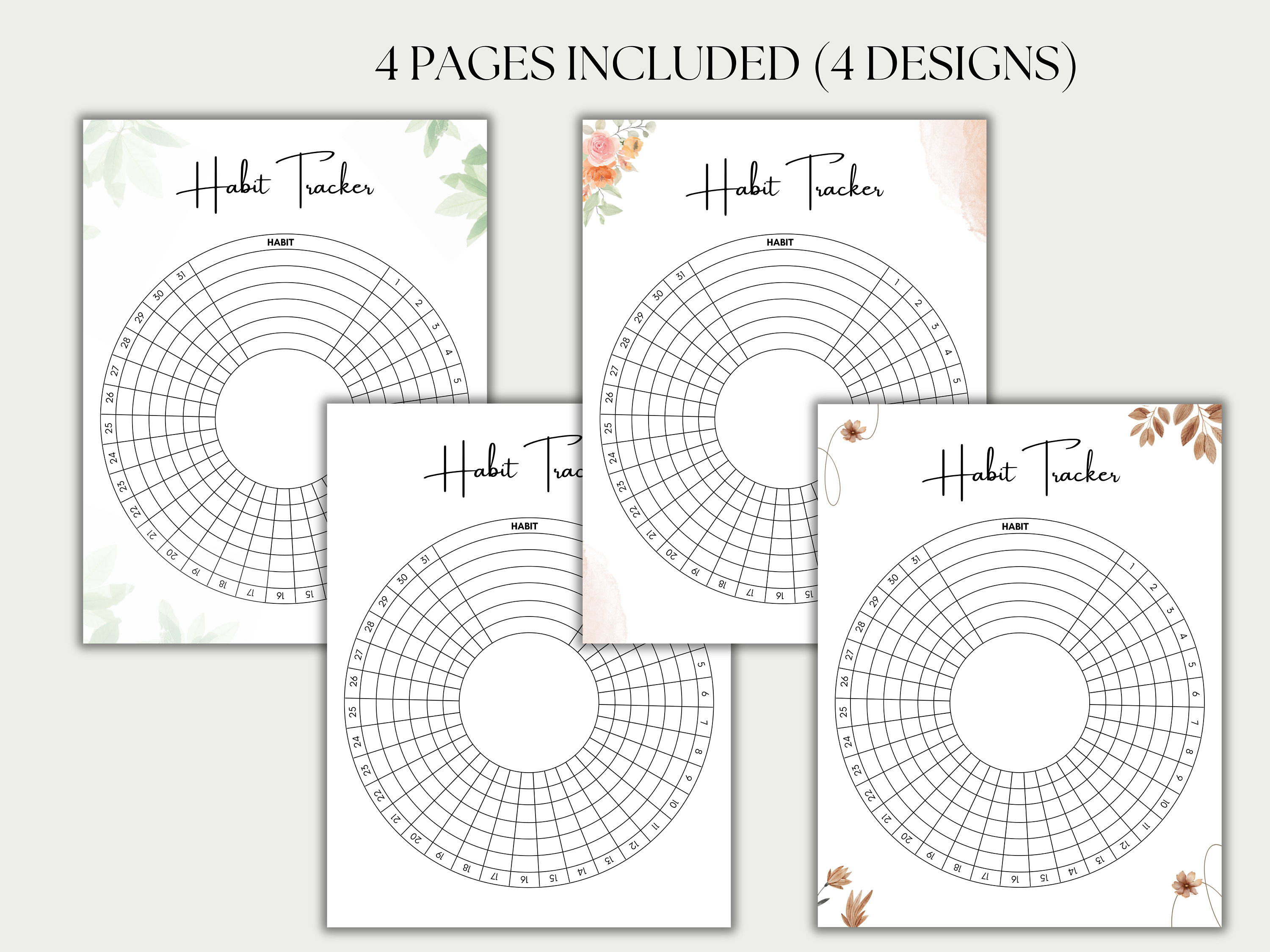Daily Habit Tracker Printable, Circle Monthly Goal Tracker, Visual ...