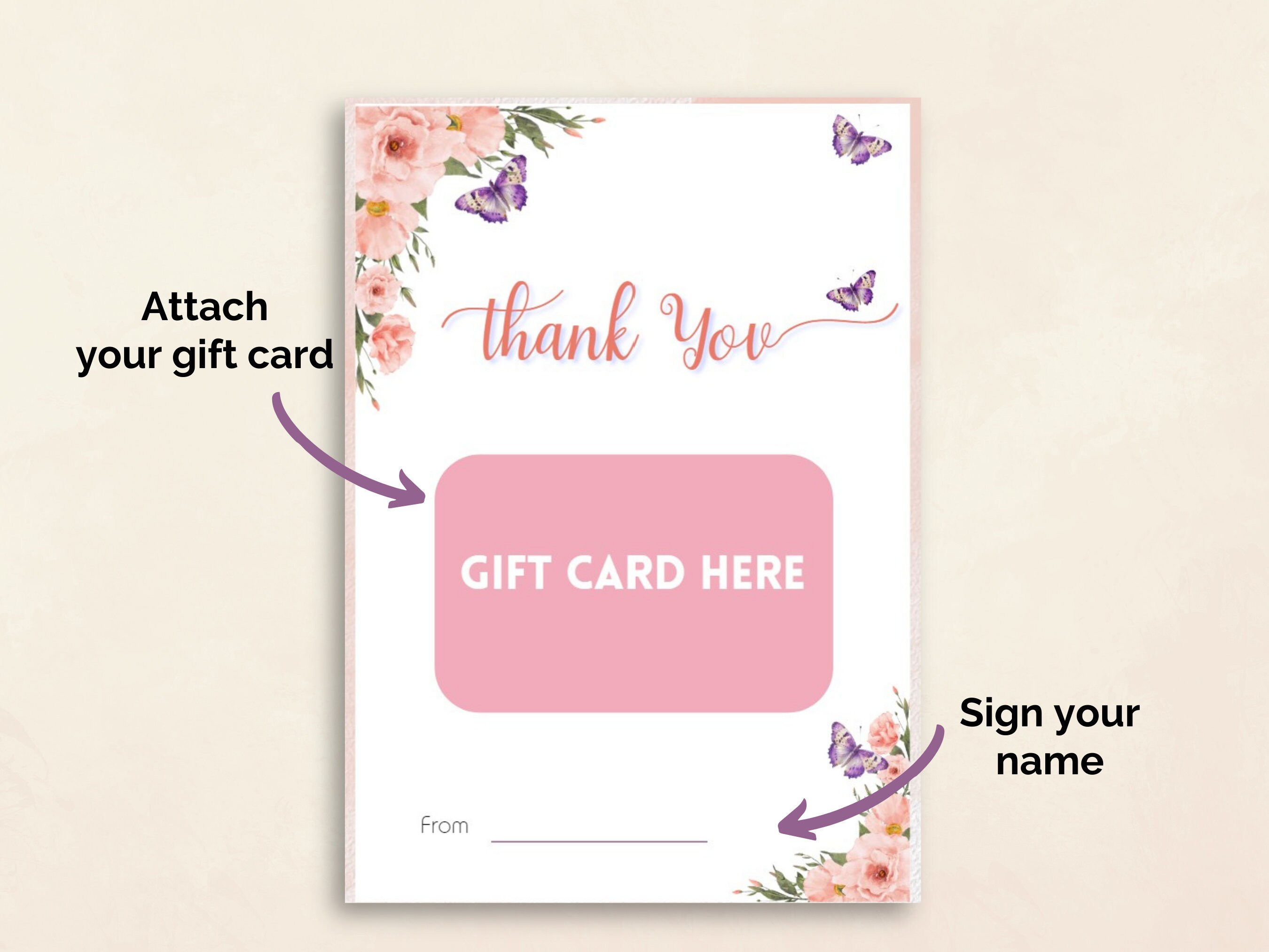 Thank You Gift Card Holder Printable, Floral Gift Card Holder, Mothers ...