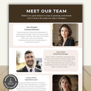 Meet the Team Flyer Template, Editable Canva Template, Modern Team ...