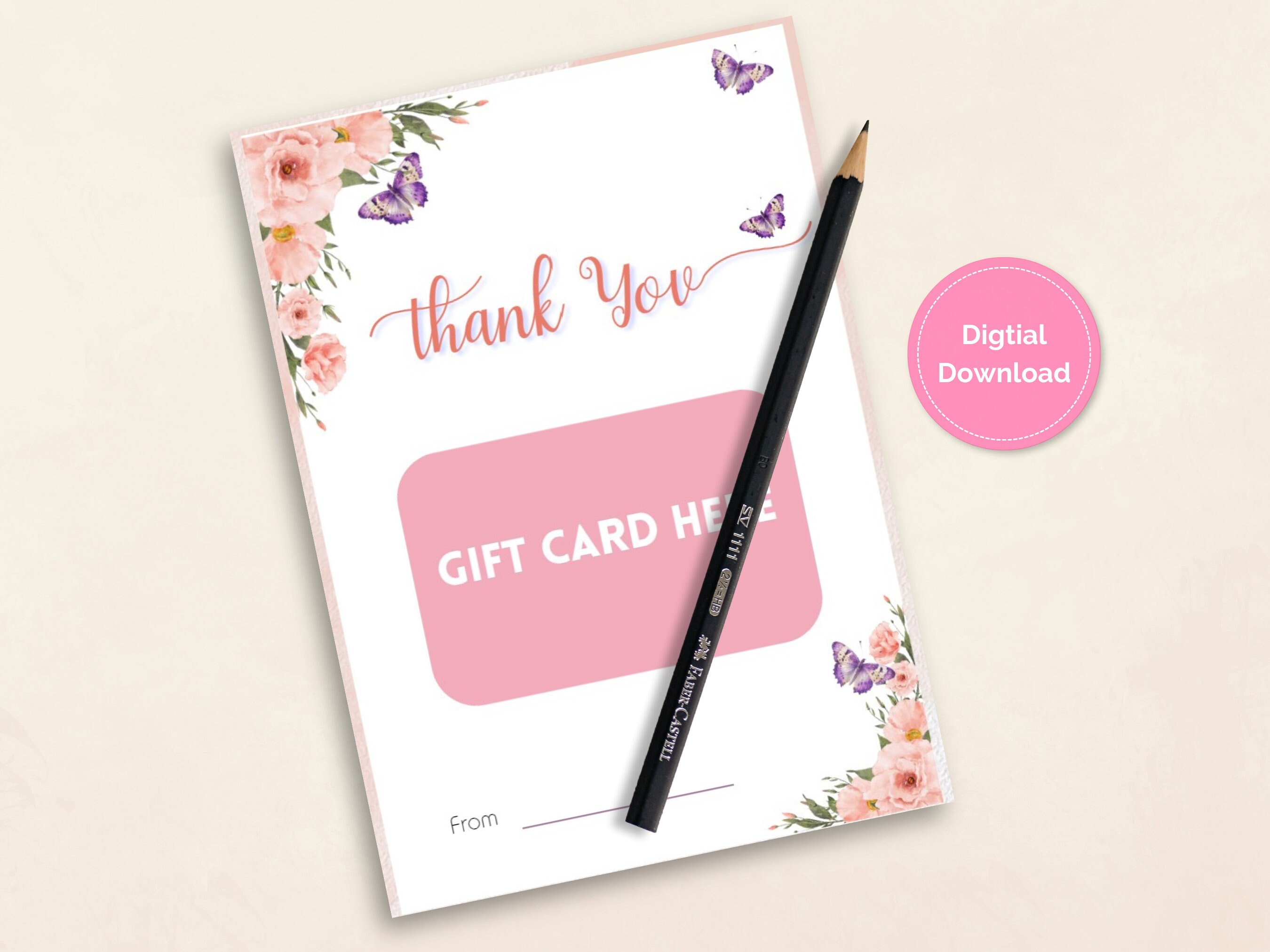Thank You Gift Card Holder Printable, Floral Gift Card Holder, Mothers ...