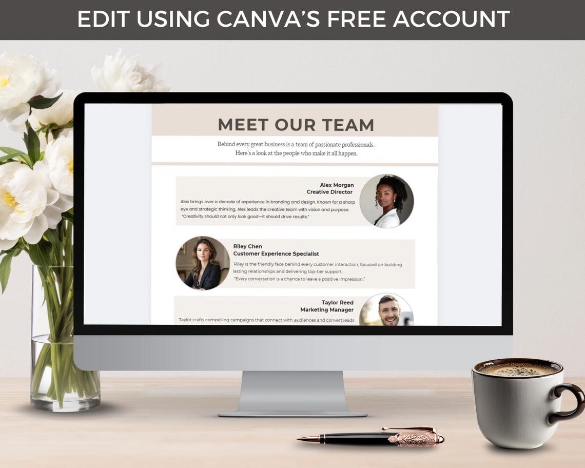 Meet the Team Flyer Template, Editable Canva Template, Modern Team ...