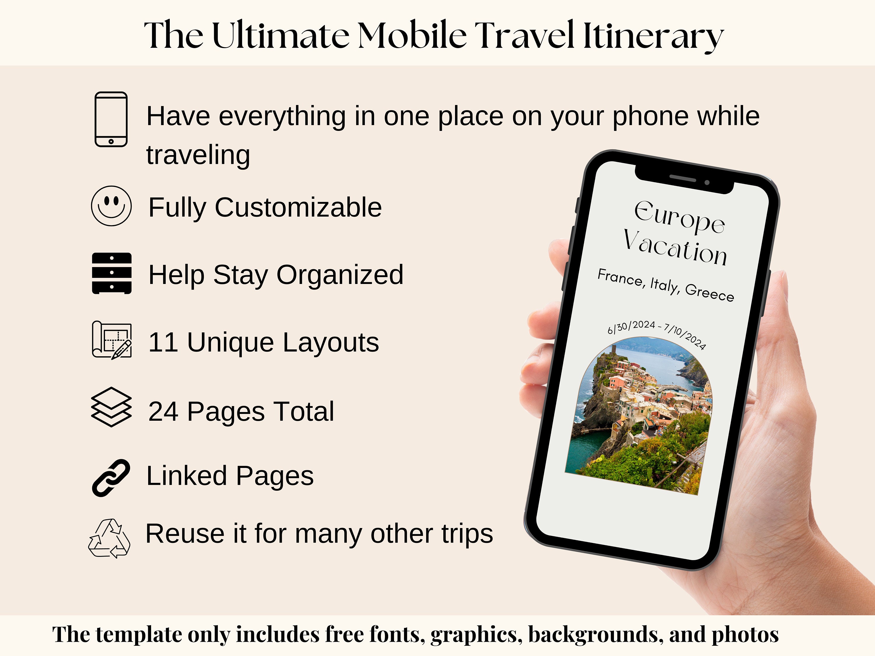 Travel Itinerary Template, Editable Mobile Trip Itinerary Canva ...