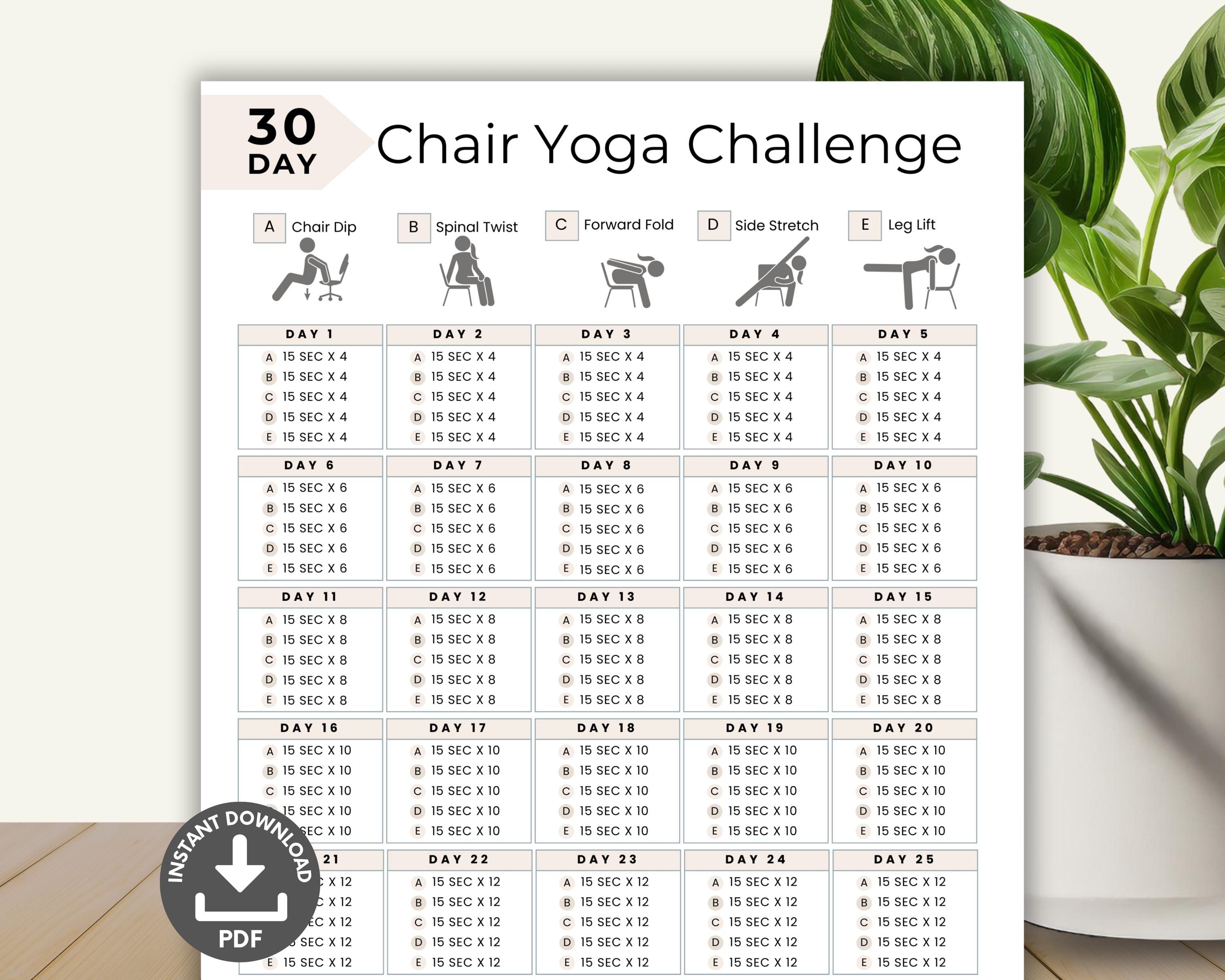 30 Day Chair Yoga Challenge, Quick Office Workout, Sitting Workout ...