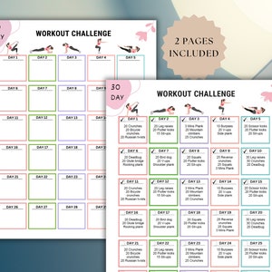 30 Day Workout Challenge Template, Editable PDF Exercise Planner, ABS ...