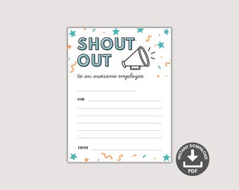 Employee Shout Out Cards Printable, Staff Appreciation Kudos, Colleagues Compliment Notes, Team Recognition Bulletin Board, Breakroom Poster