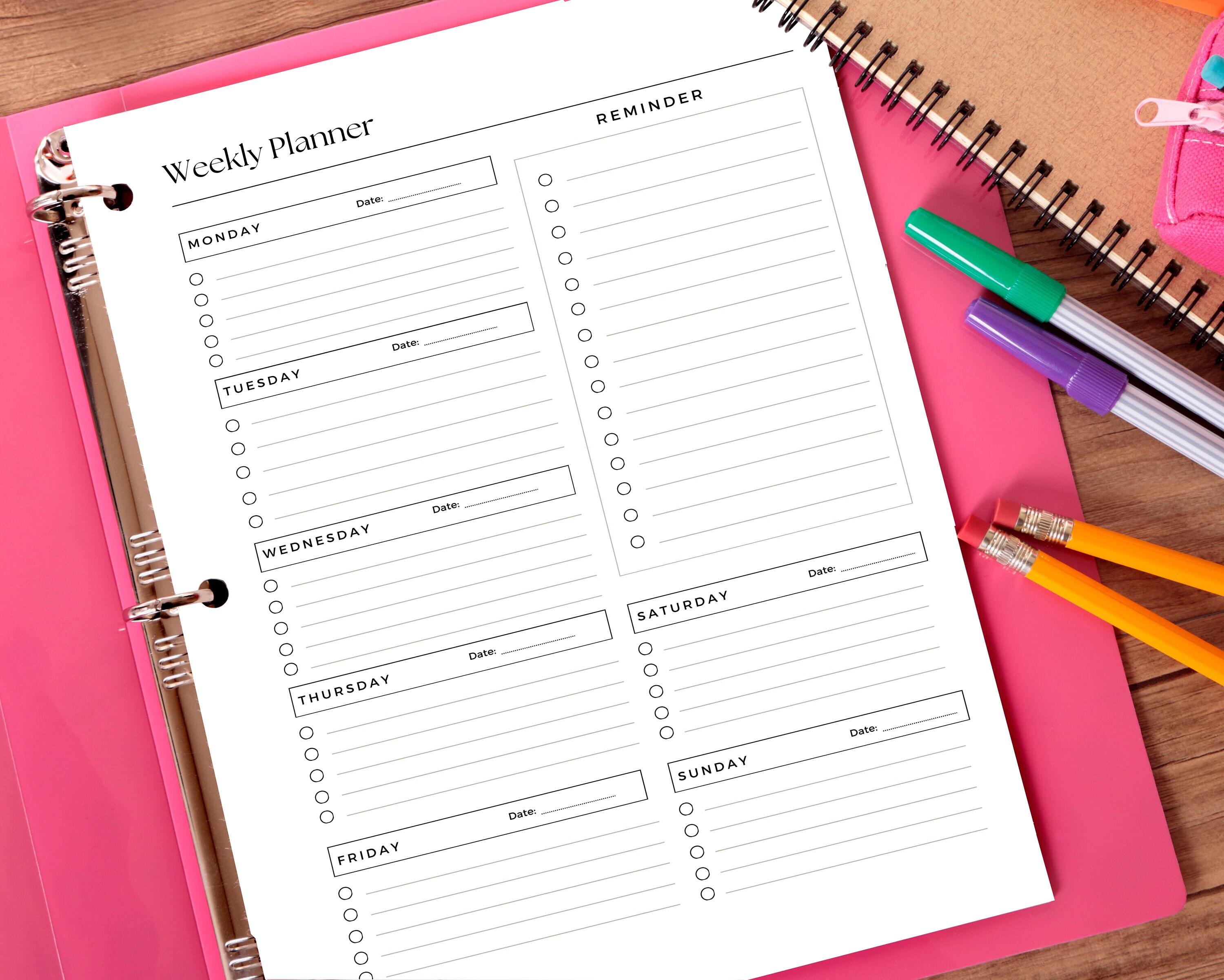 Daily and Weekly Planner Printable, Daily to Do List, Week at a Glance ...