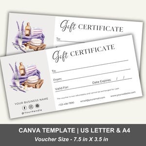 Massage Gift Voucher Printable,  Beauty Gift Card, DIY Massage Coupon Card Printable, Wellness Spa Gift Certificate, Editable Canva Template