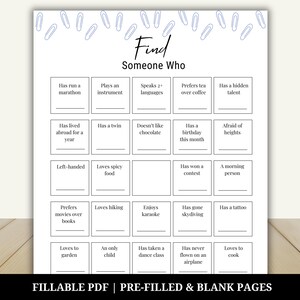 Find Someone Who Bingo Printable, Office Party Game, Team Building Activity, Human Bingo, Coworker Bingo, Mix and Mingle Game, Editable PDF
