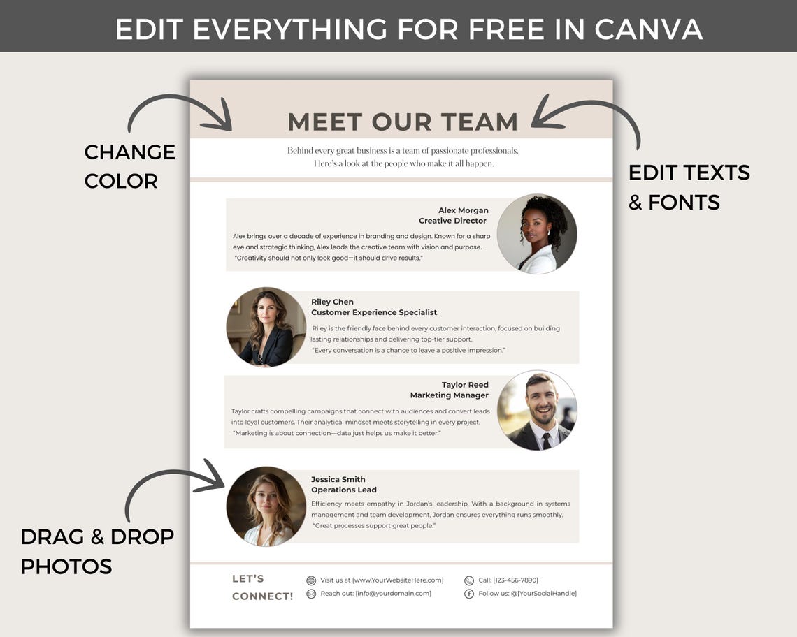 Meet the Team Flyer Template, Editable Canva Template, Modern Team ...