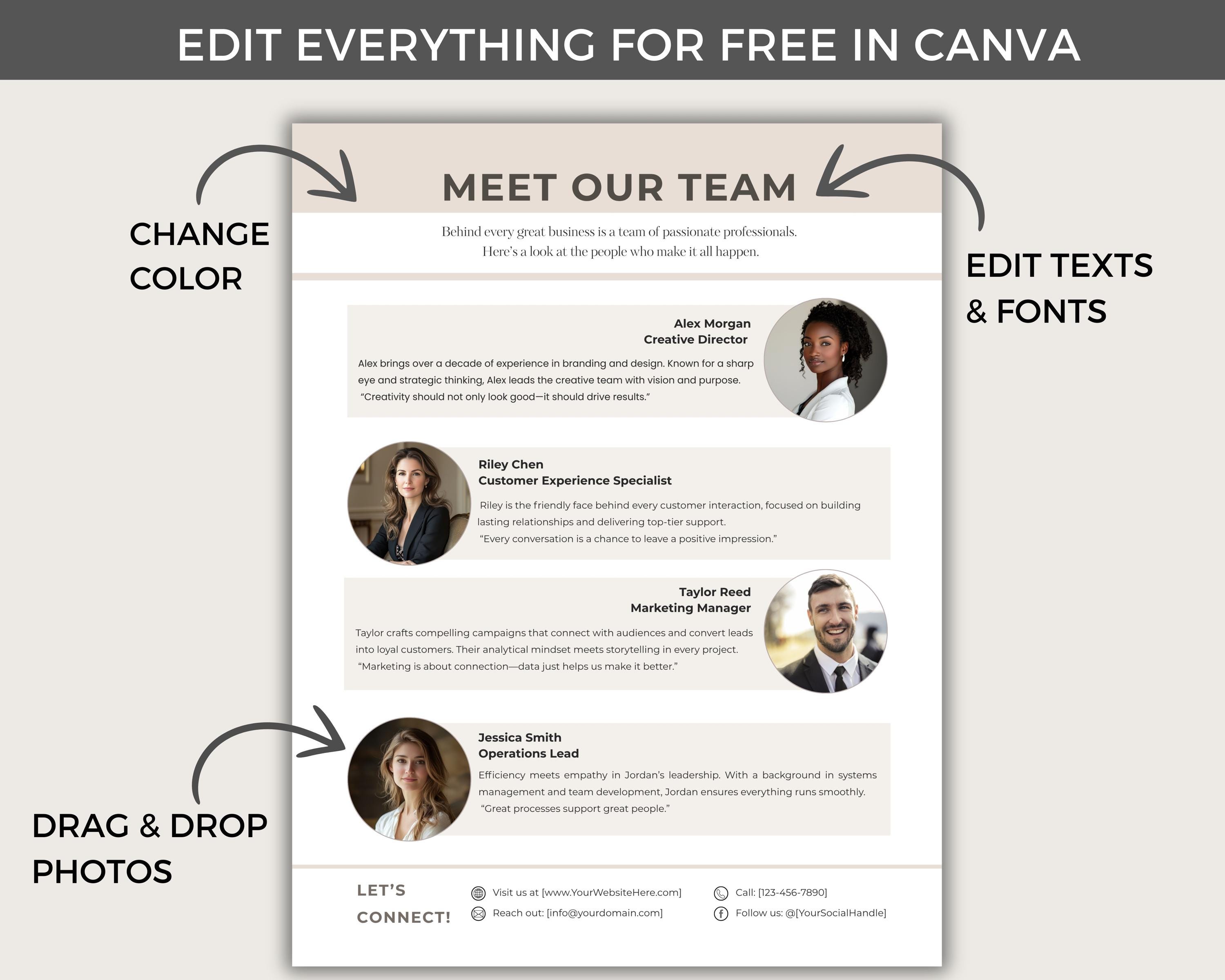 Meet the Team Flyer Template, Editable Canva Template, Modern Team ...