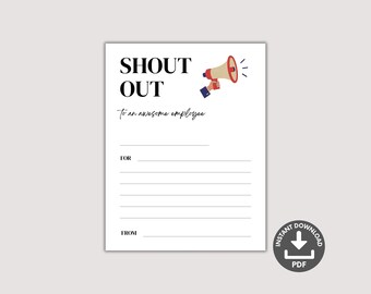 Employee Shout Out Cards Printable, Staff Appreciation Kudos, Colleagues Compliment Notes, Team Recognition Bulletin Board, Breakroom Poster
