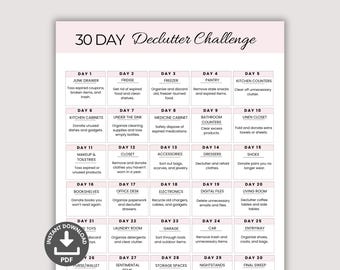 Desafio de 30 dias para desapegar, lista de verificação para organização da casa, lista de verificação para desapegar, guia de limpeza de primavera, desafio para limpar a casa