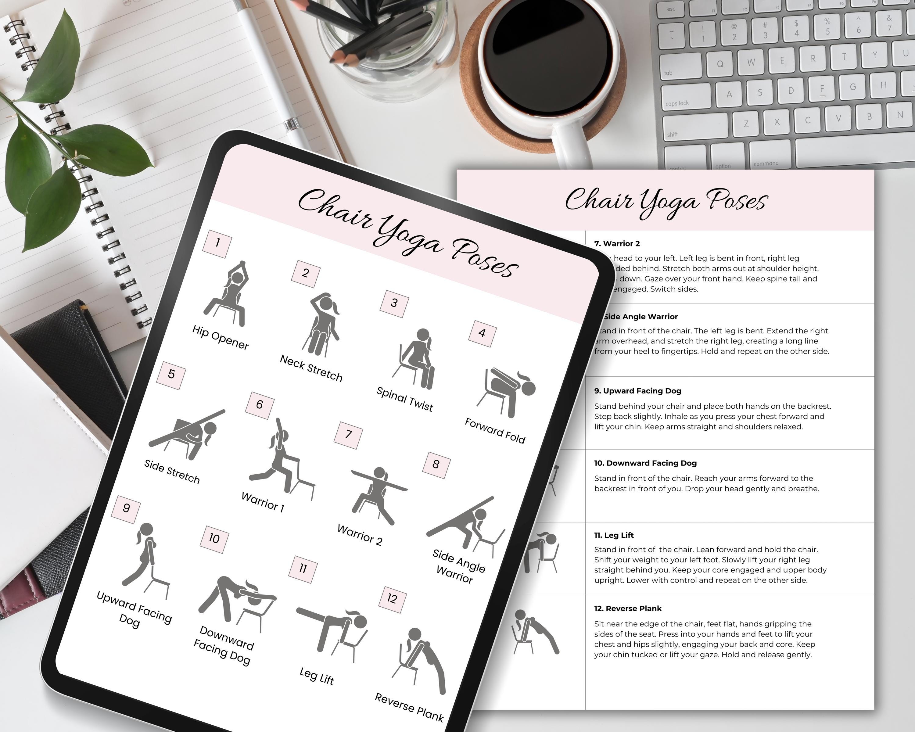 Chair Yoga Printable Bundle, 30 Day Challenge With Instruction, Quick ...