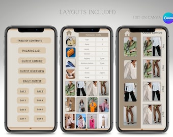 Digital Outfit Planner Editable Canva Template with Clickable Links Wardrobe Organizer Travel Outfit Planner  for Efficient Packing