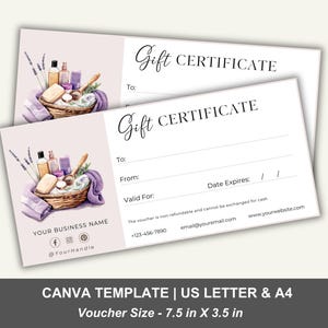Massage Gift Voucher Printable,  Beauty Gift Card, DIY Massage Coupon Card Printable, Wellness Spa Gift Certificate, Editable Canva Template