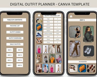Digital Outfit Planner 100% Editable Canva Template with Clickable Links Wardrobe Organizer Travel Outfit Planner  for Efficient Packing