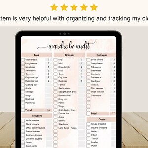Wardrobe Checklist, Closet Inventory, Outfit Tracker, Minimalist Closet Audit, Personal Style Planner, Outfit Shopping Guide, Fillable PDF image 7