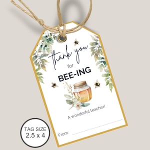 Etiqueta de regalo de agradecimiento para maestros, abeja de miel, fin de año escolar, regalo de vacaciones, etiqueta de regalo de agradecimiento LDS, etiqueta de agradecimiento para maestros de primaria imprimible