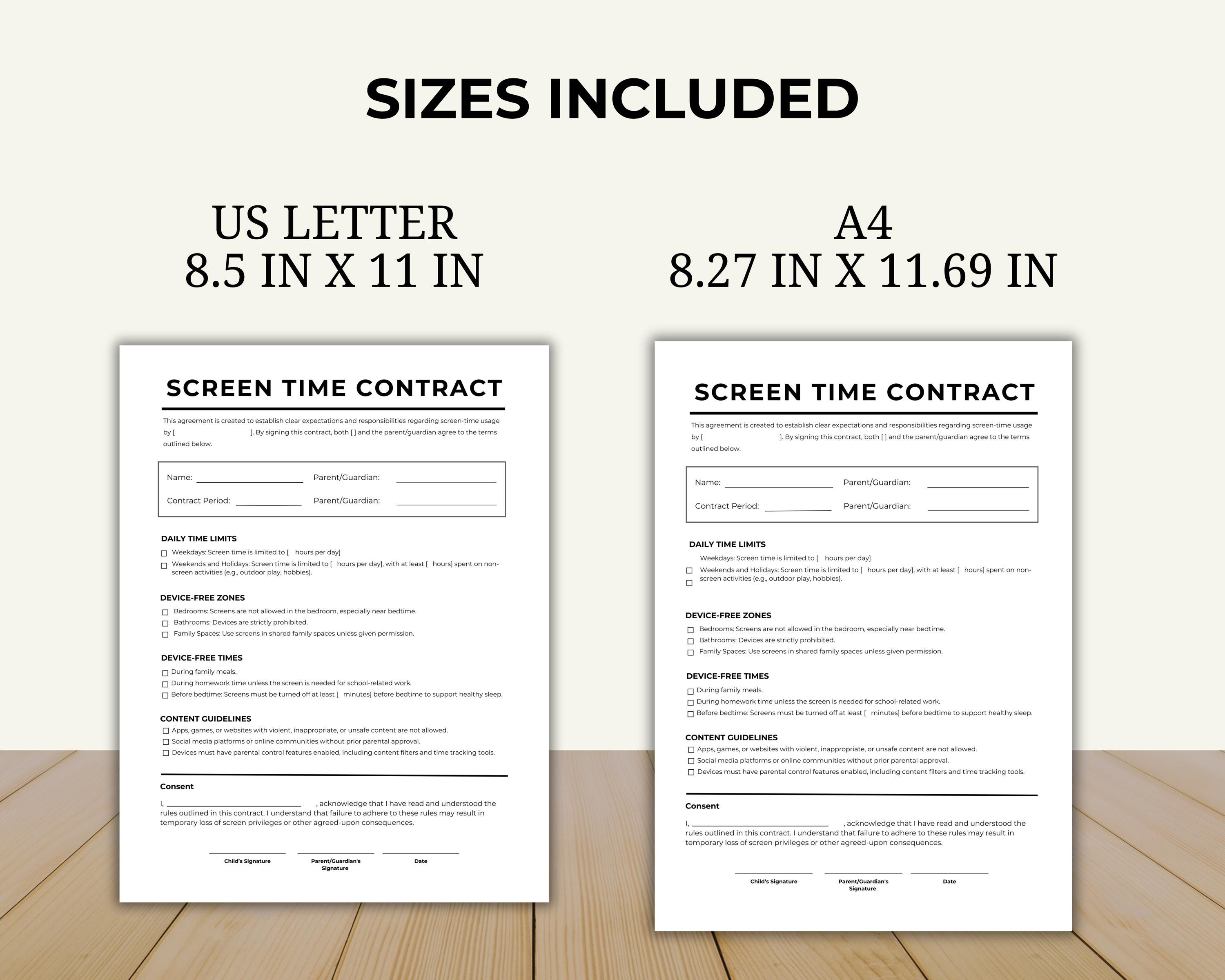 Editable Screen Time Contract, Kids Technology Rules, Family ...
