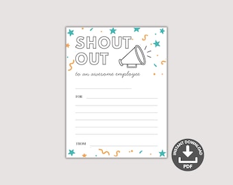 Employee Shout Out Cards Printable, Staff Appreciation Kudos, Colleagues Compliment Notes, Team Recognition Bulletin Board, Breakroom Poster