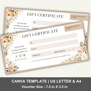 Gift Certificate Template for Hair Salon, Editable Canva Template, Beauty Gift Card, Beauty Nails Tech, Esthetician, Lash, Spa, DIY Voucher