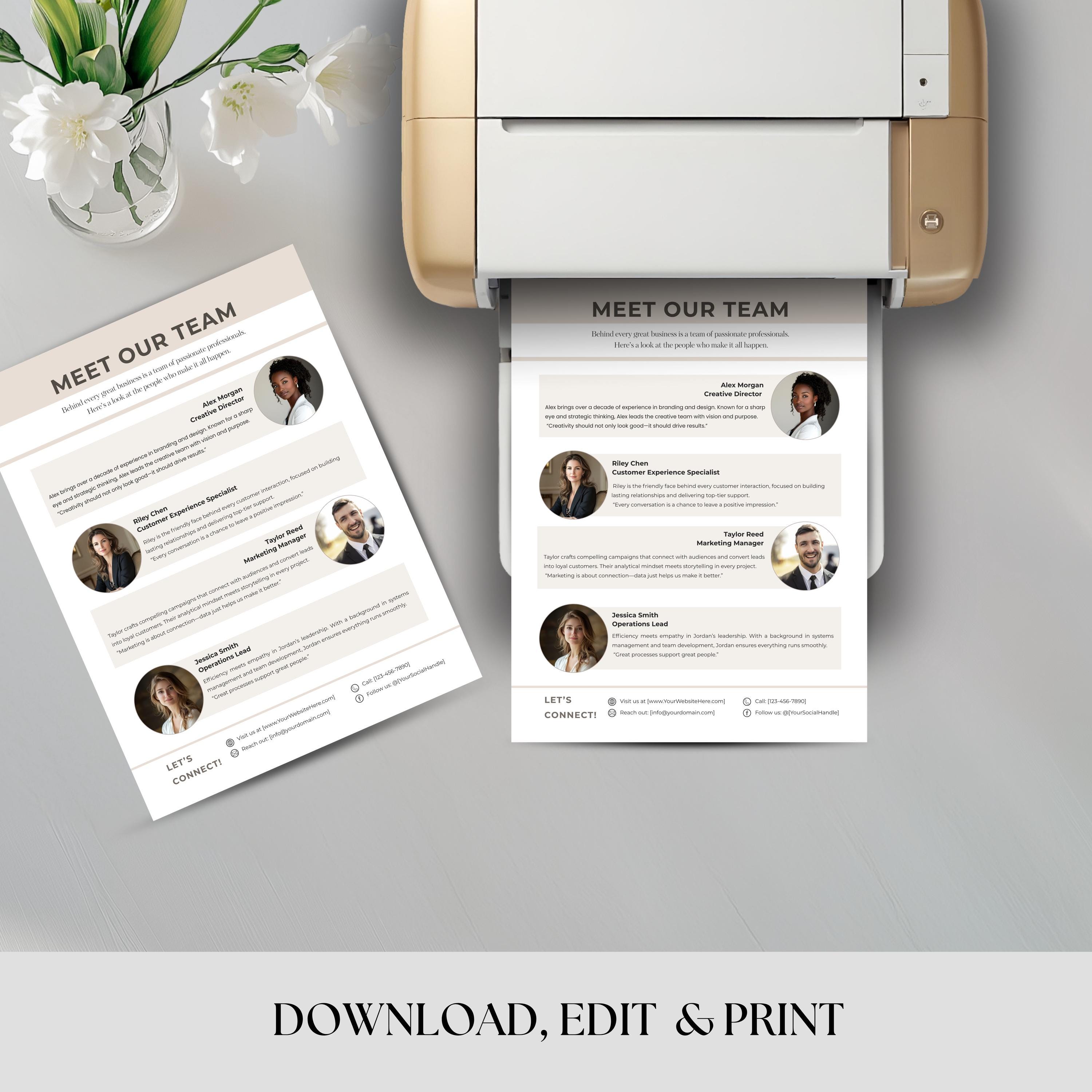 Meet the Team Flyer Template, Editable Canva Template, Modern Team ...