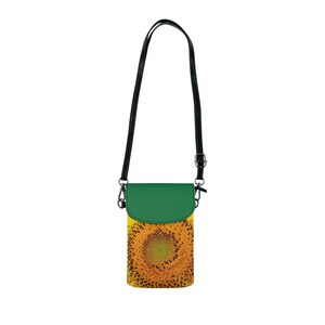 Colección de pinturas de D. Smith / Monedero cruzado con diseño de girasol / Billetera pequeña para teléfono móvil / Bolso de mano de moda / Regalo para niñas / Ideas para regalos
