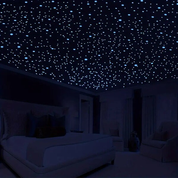 Glow In The Dark Ceiling Stars 3D Adhesive Dot Wall Stickers Starry Sky Bedroom Decor Birthday Gift Housewarming Gift