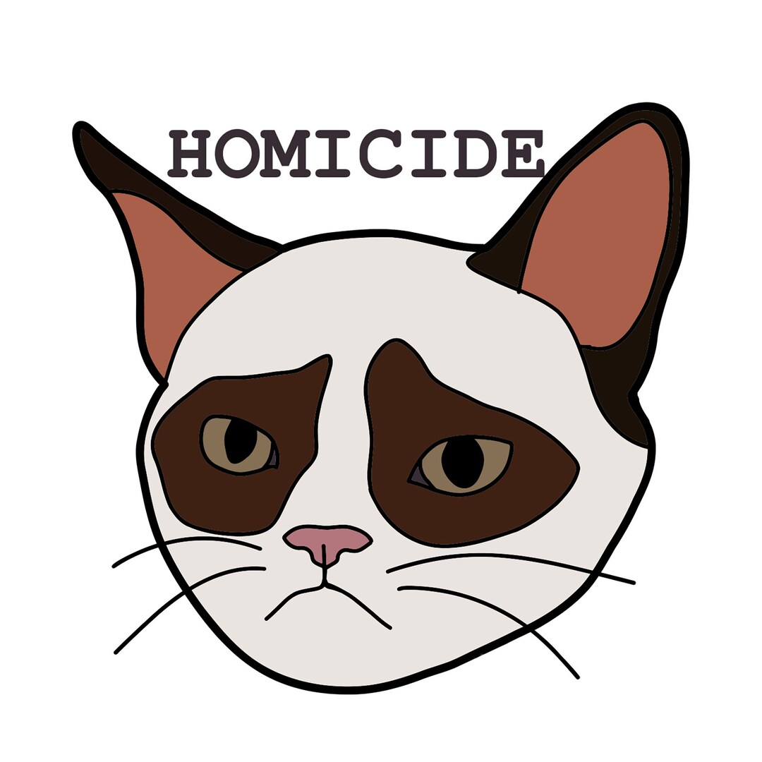 Homicide Meme Cat Sticker - Etsy