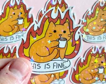 This is fine meme cat