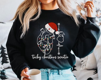 Heart Anatomy Christmas Sweatshirt,Nurse Christmas,Cardiac Christmas Sweater,Tachy Christmas Sweater,CVICU ICU Nurse,Telemetry Nurse Holiday