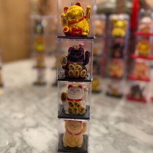 Set of 4 Lucky Japanese 2 inch Cat Shaking Hand Fortune Money Cat Solar. Prosperity Cat