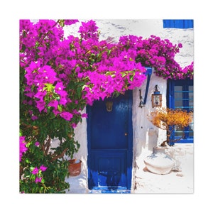 Blue Greek Door Canvas Gallery Wraps