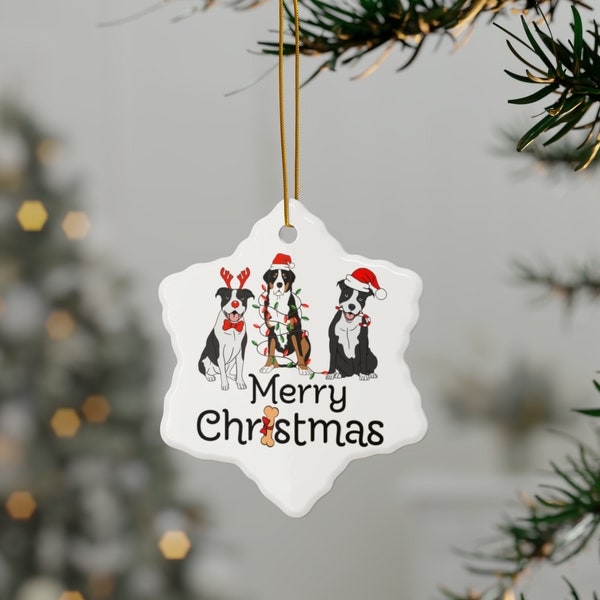 Merry Christmas Dogs Snowflake&Circle Christmas Tree Ornament,Dog Bone,Animal Lovers,Winter Holiday Decor,Festive Decorative Gift,Xmas Light