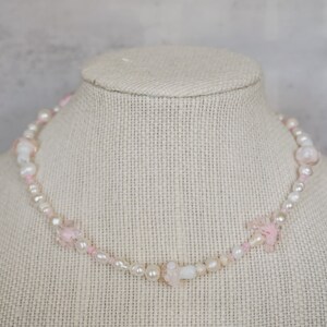 Freshwater Pearl Pink Beaded Necklace | Pearl Necklace | Beaded Necklace | Gift for Her | Bridesmaid Gifts | Beach Jewelry | Summer Necklace