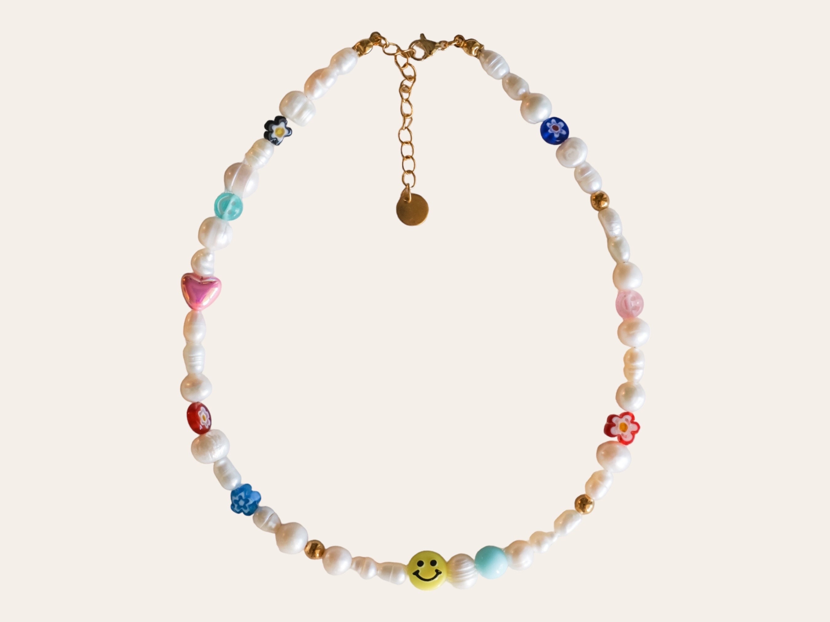 VVV☆SUMMER MIX SMILE BEADS NECKLACE The Smiley Sky Necklace | Bead Necklace | Unisex Beaded
