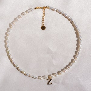 18k Gold-Plated Initial Freshwater Pearl Necklace | Pearl Necklace | Initial Necklace | Gift for Her | Bridesmaids Gifts | Bridal Necklace