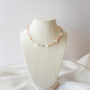 Color Beaded Pearl Mixed Necklace Pearl Necklace Minimal Necklace for Women Gift for Her Bridesmaids Gifts Beaded Necklace image 4