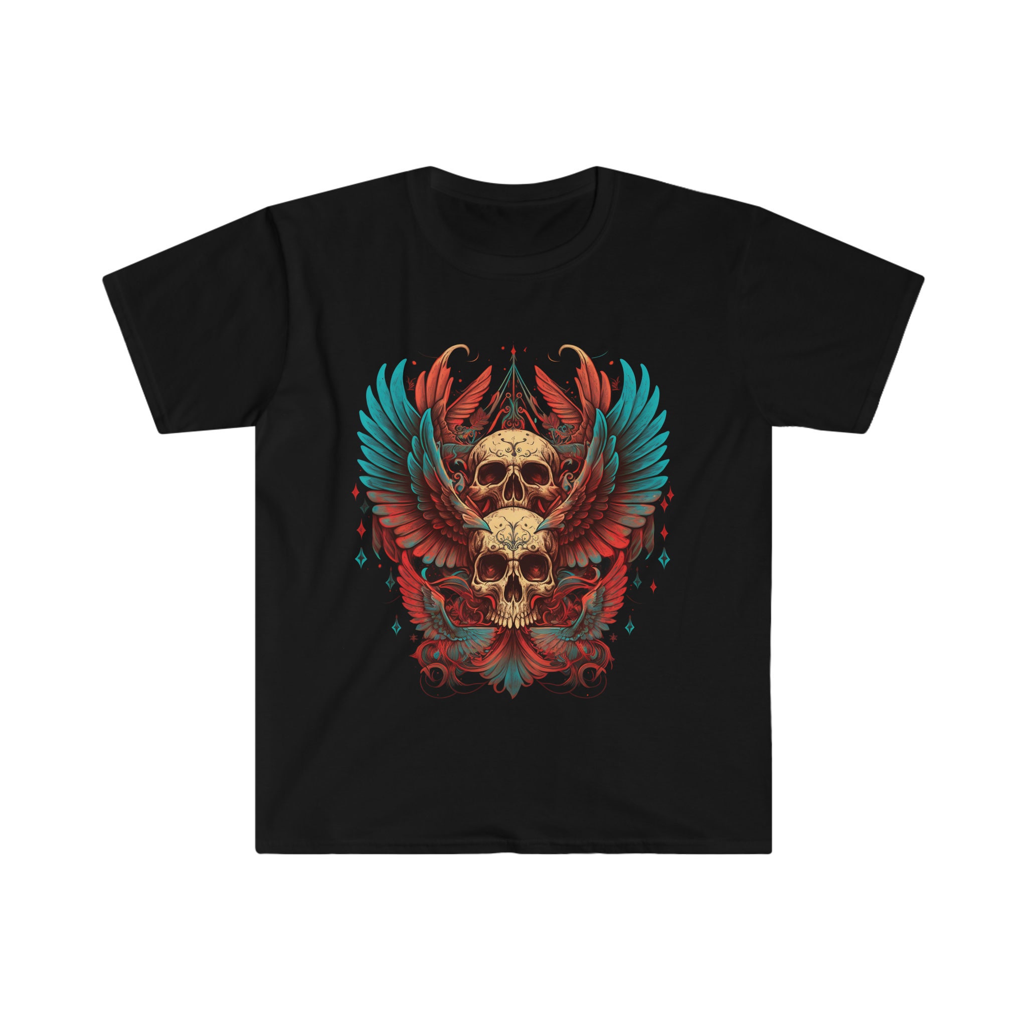 Two Winged Skull T-shirt - Etsy