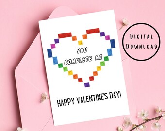 You Complete Me PRINTABLE 5x7 Digital Download, Valentine's Day Card, Love Card