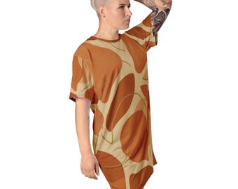 Abstract Print T-Shirt Dress: Oversized Polyester-Spandex Maxi